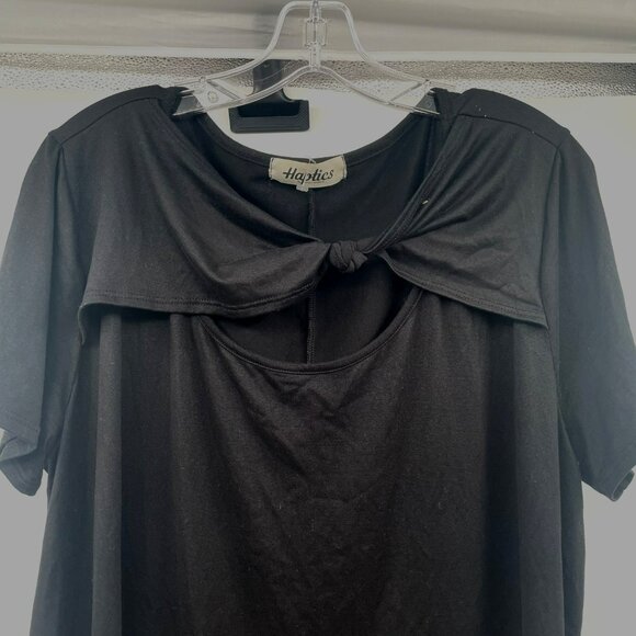 Haptics Womens Twisted Neck Top Short Sleeve Cut Out Black Size 3X - Picture 2 of 9